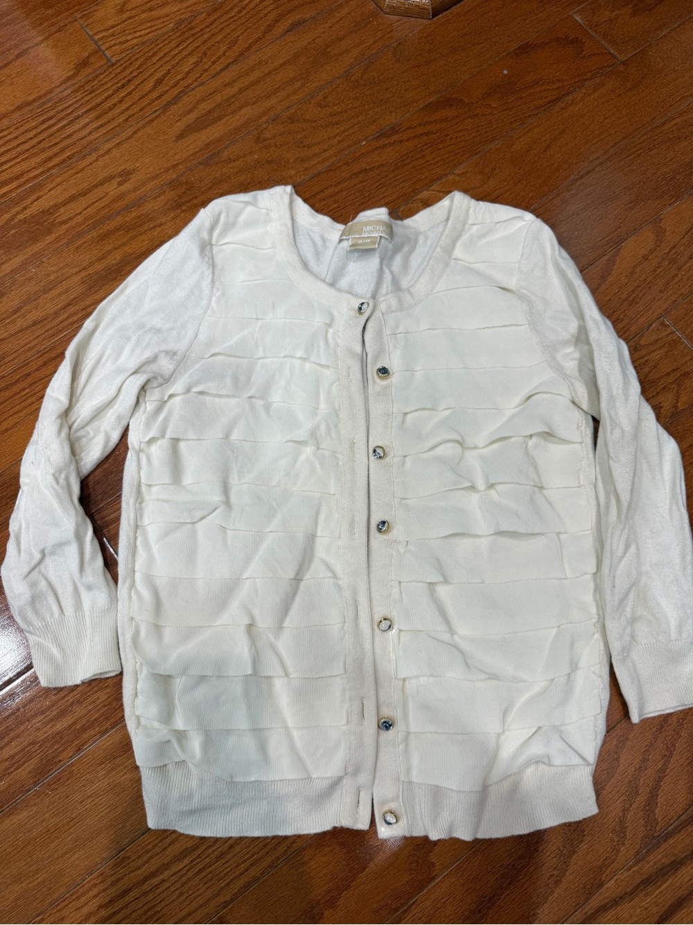 Michael Kors Cream Ruffle-Front Cardigan